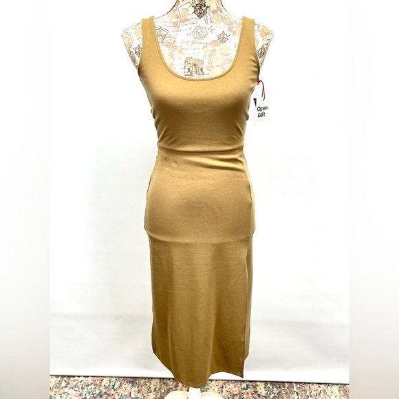 OPEN EDIT Khaki tank scoop neck bodycon midi dress size XS.‎ - Picture 6 of 16
